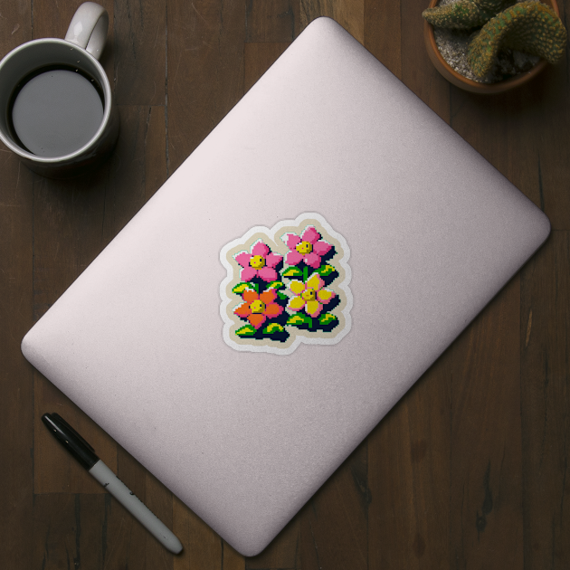 8 Bit Blooming Flowers by nerd.collect